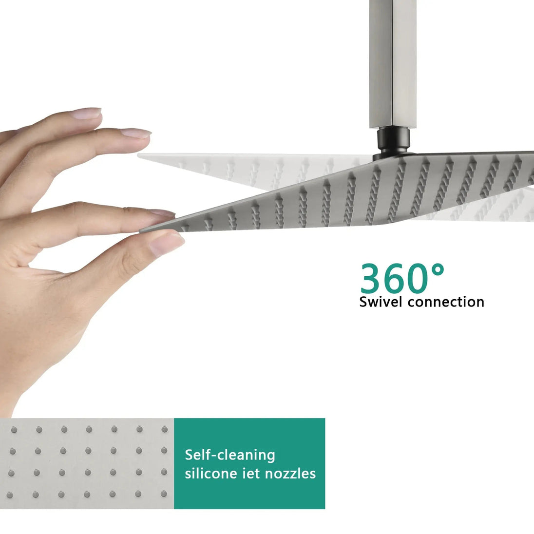 Nickel Rainfall Shower Head With Handheld | Square Thermostatic Shower System - 3 - Function Exposed Shower SystemBathroomLux