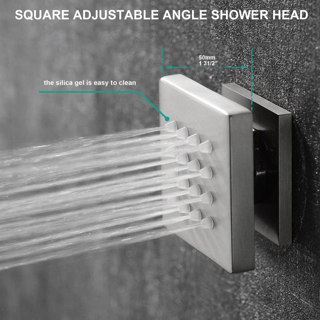 Nickel Rainfall Shower Head With Handheld | Square Thermostatic Shower System - 3 - Function Exposed Shower SystemBathroomLux