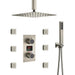 Nickel Rainfall Shower Head With Handheld | Square Thermostatic Shower System - 3 - Function Exposed Shower SystemBathroomLux
