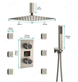 Nickel Rainfall Shower Head With Handheld | Square Thermostatic Shower System - 3 - Function Exposed Shower SystemBathroomLux