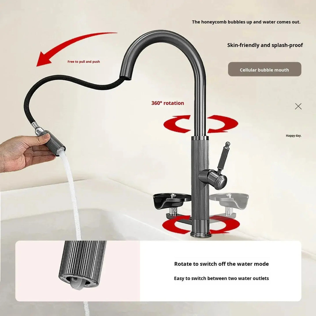 Nickel Stainless Steel Pull - Out Kitchen Faucet with Cup Washer - Pull - Down Kitchen FaucetBathroomLux
