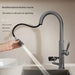 Nickel Stainless Steel Pull - Out Kitchen Faucet with Cup Washer - Pull - Down Kitchen FaucetBathroomLux