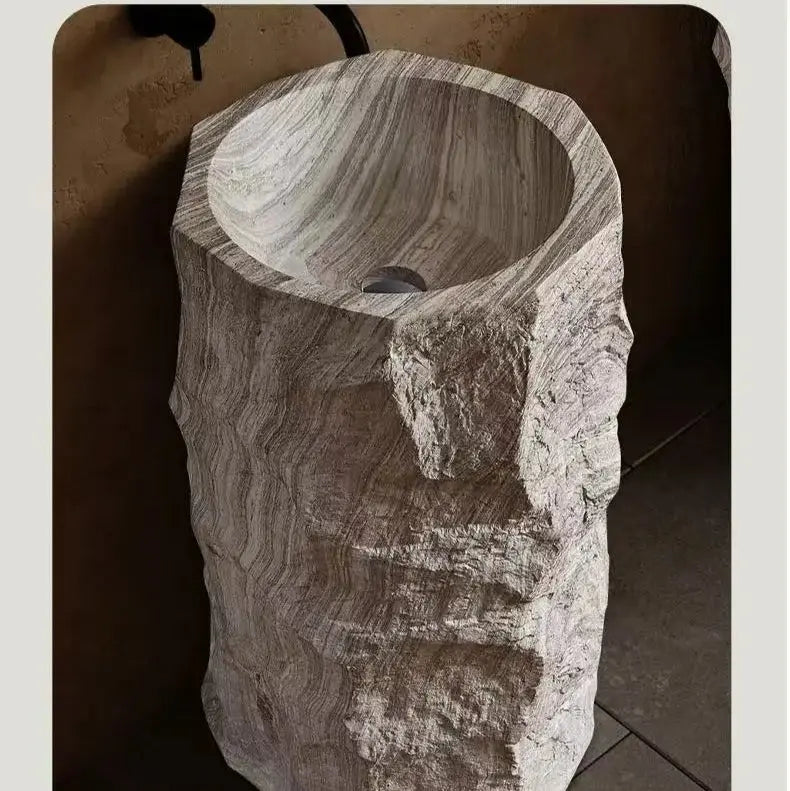 Nordic Hotel Style Freestanding Pedestal Wash Basin – Solid Surface Artificial Stone Sink - Artificial stone washbasinBathroomLux