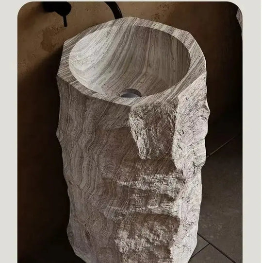 Nordic Hotel Style Freestanding Pedestal Wash Basin – Solid Surface Artificial Stone Sink - Artificial stone washbasinBathroomLux