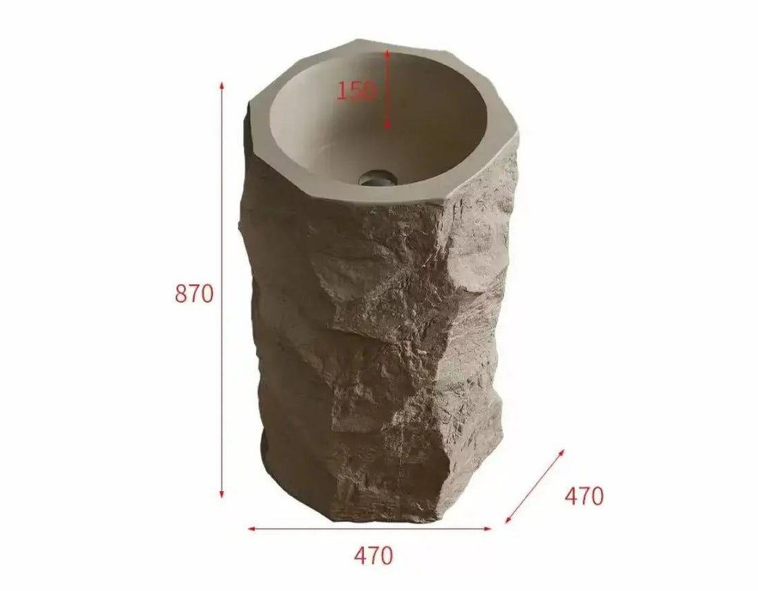 Nordic Hotel Style Freestanding Pedestal Wash Basin – Solid Surface Artificial Stone Sink - Artificial stone washbasinBathroomLux