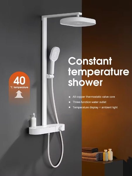 Oasis Rainfall Shower - Digital Thermostatic Faucet - bathroom, showers, thermostaticBathroomLux