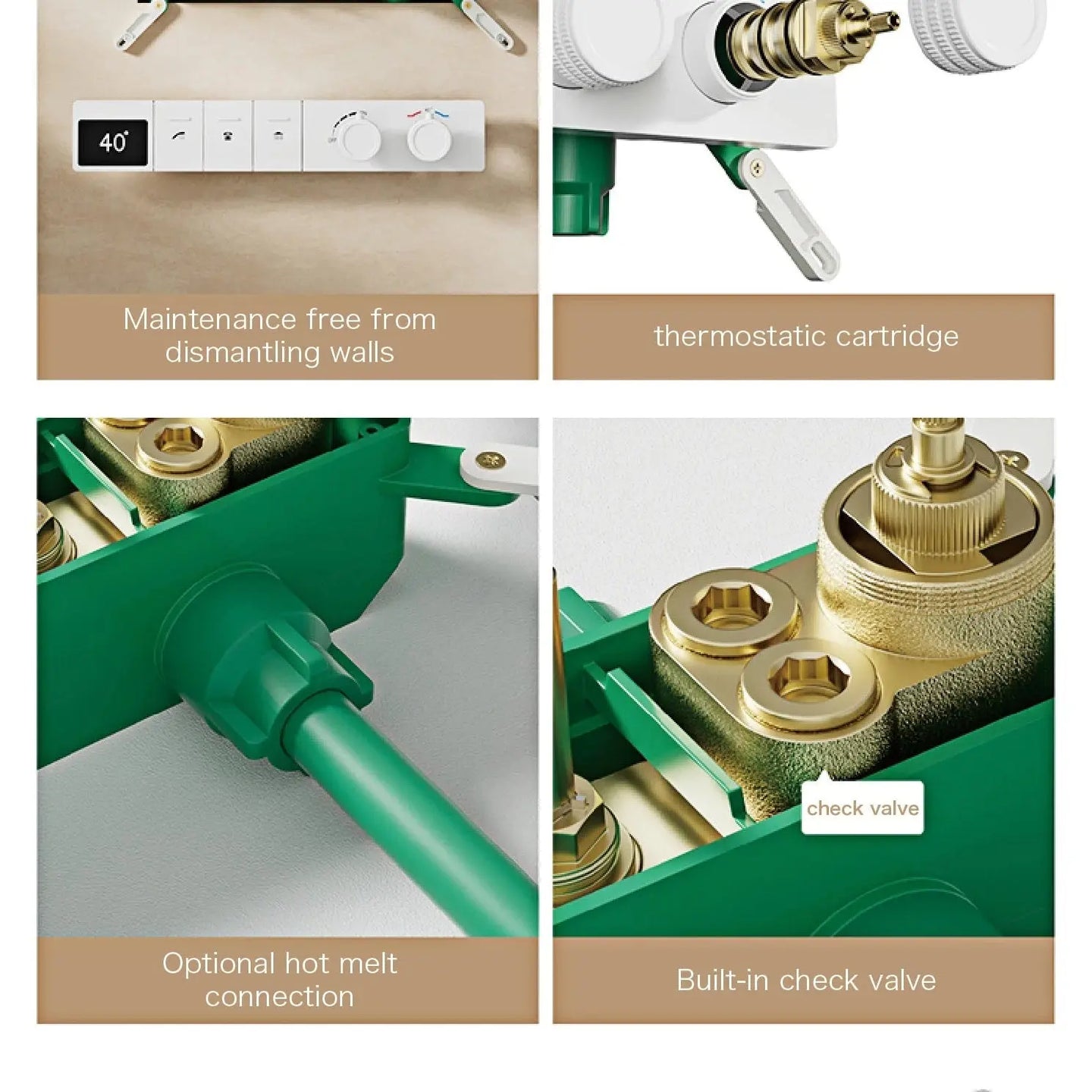 Opulenza Luxury Thermostatic Shower System | Modern Concealed Brass Shower Set - Concealed Dual Handles Rainfall Shower Head Combo SetBathroomLux