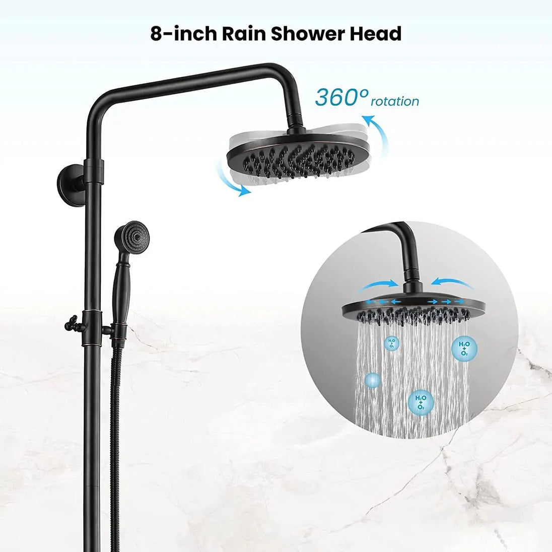ORB 20cm Rainfall Shower System – 2 - Knob Mixer + Handheld Spray - Antique Brass Basin Bathroom faucetBathroomLux