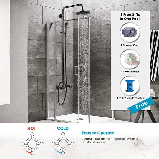 ORB 20cm Rainfall Shower System – 2 - Knob Mixer + Handheld Spray - Antique Brass Basin Bathroom faucetBathroomLux