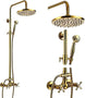 ORB 20cm Rainfall Shower System – 2 - Knob Mixer + Handheld Spray - Antique Brass Basin Bathroom faucetBathroomLux