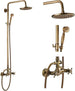 ORB 20cm Rainfall Shower System – 2 - Knob Mixer + Handheld Spray - Antique Brass Basin Bathroom faucetBathroomLux