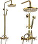 ORB 20cm Rainfall Shower System – 2 - Knob Mixer + Handheld Spray - Antique Brass Basin Bathroom faucetBathroomLux