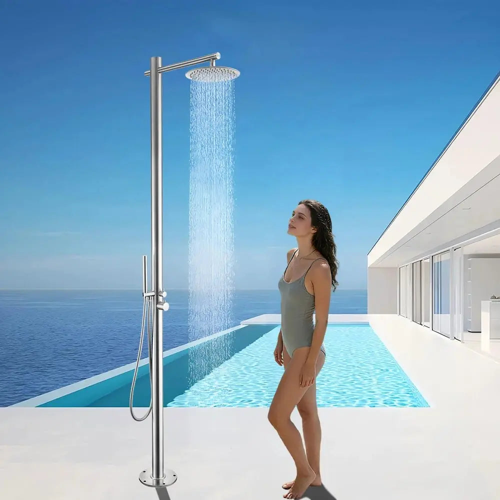 Outdoor Freestanding Shower – Modern Stainless Steel Hot & Cold Mixer - outdoor freestanding showerBathroomLux