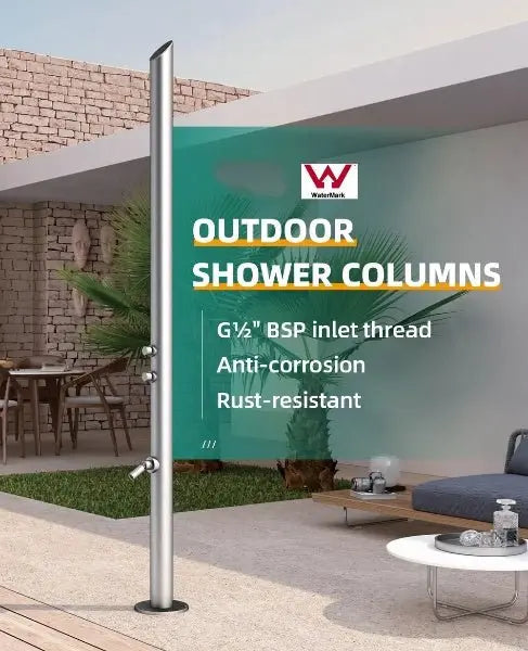 Outdoor Shower Freestanding – 316 Stainless Steel Cold Water Shower - outdoor shower brassBathroomLux