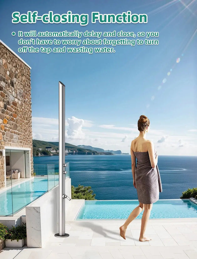 Outdoor Shower Freestanding – 316 Stainless Steel Cold Water Shower - outdoor shower brassBathroomLux