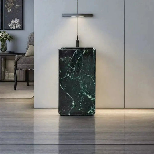 Premium Green Marble Pedestal Wash Basin – Solid Stone Sink for Elegant Bathrooms - Bathroom sinksBathroomLux