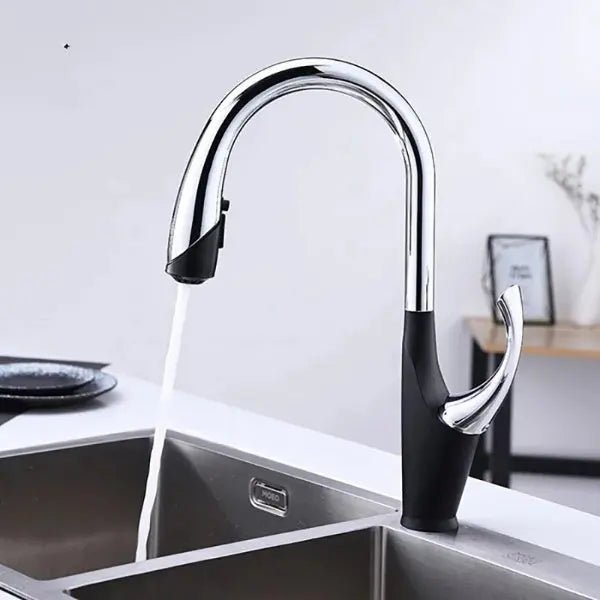 Pull - Down Kitchen Faucet – Chrome & Matte Black Single Handle Mixer - pull out kitchen faucetBathroomLux