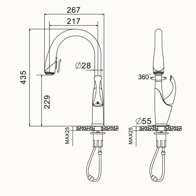Pull - Down Kitchen Faucet – Chrome & Matte Black Single Handle Mixer - pull out kitchen faucetBathroomLux
