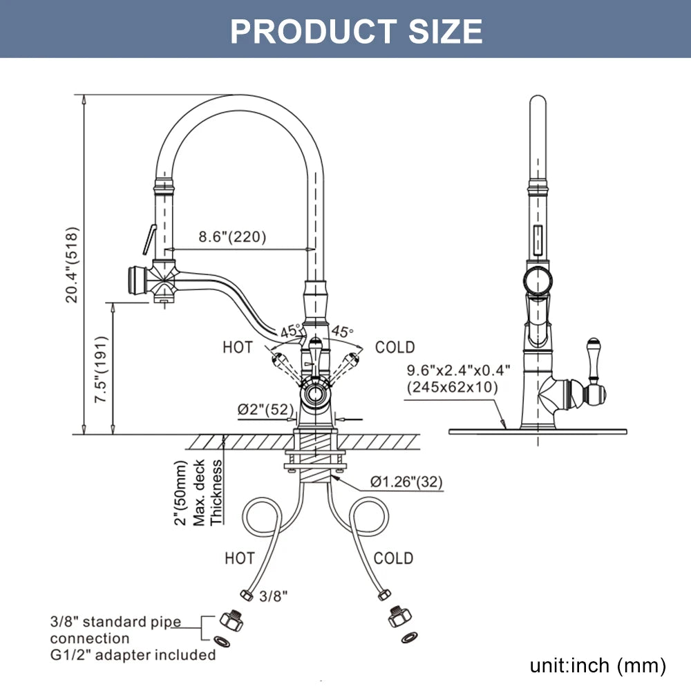 Pull Down Kitchen Faucet – High Pressure Water - Saving Aerator - Pull - Down Kitchen FaucetBathroomLux