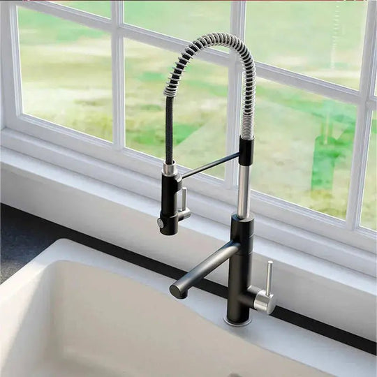 Pull - Down Kitchen Faucet with 2 - Function Sprayer – High Arc Spout Mixer Tap - Pull - Down Kitchen FaucetBathroomLux