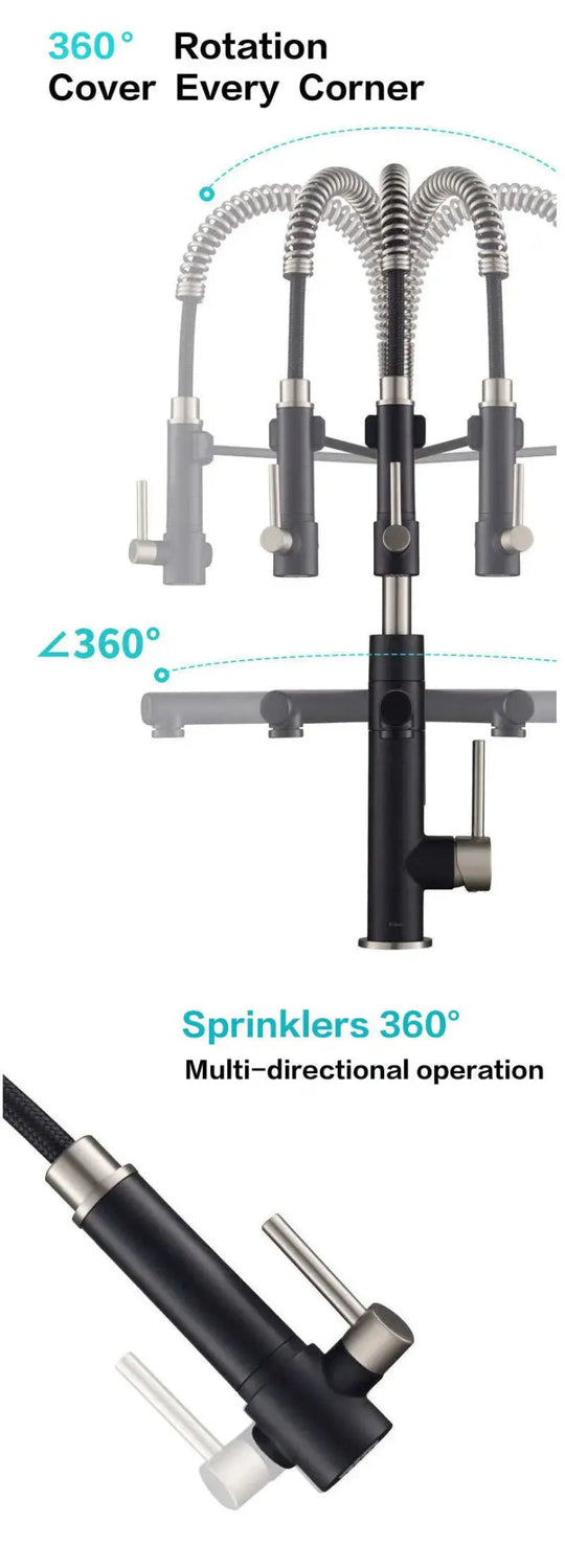 Pull - Down Kitchen Faucet with 2 - Function Sprayer – High Arc Spout Mixer Tap - Pull - Down Kitchen FaucetBathroomLux