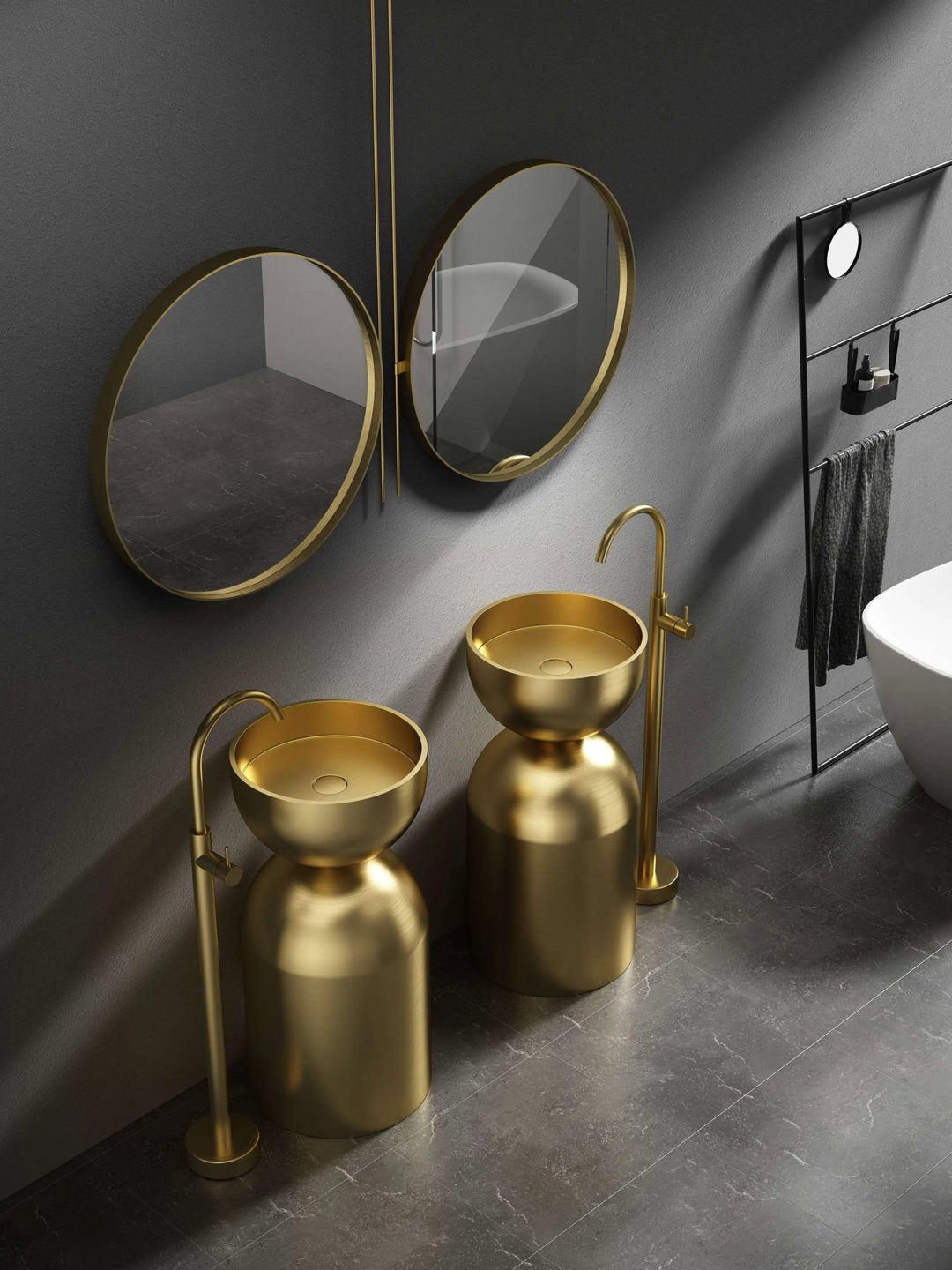 PureStance: Stainless Steel Pedestal Sink with Faucet - Solid Surface Basin - BathroomLux