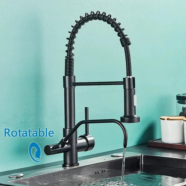 Purification Kitchen Faucets Black Pull Down 3 Ways Mixer - Purification Kitchen Faucets Black Pull Down 3 Ways MixerBathroomLux