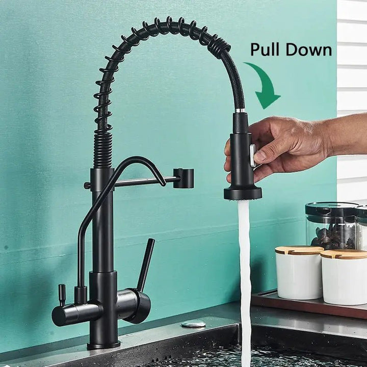 Purification Kitchen Faucets Black Pull Down 3 Ways Mixer - Purification Kitchen Faucets Black Pull Down 3 Ways MixerBathroomLux