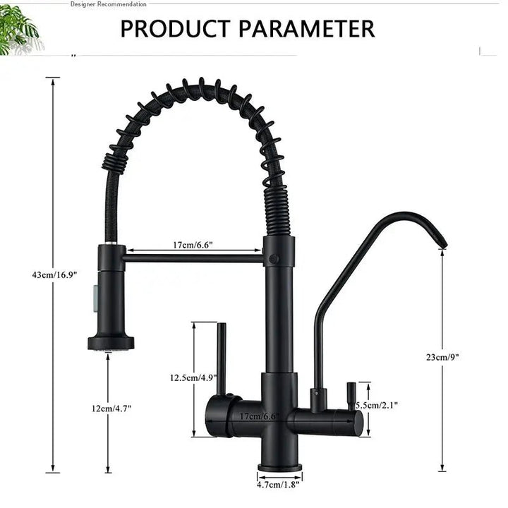 Purification Kitchen Faucets Black Pull Down 3 Ways Mixer - Purification Kitchen Faucets Black Pull Down 3 Ways MixerBathroomLux