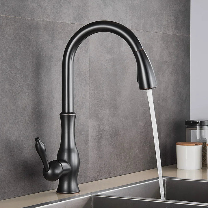 Quantum Swivel Spout Kitchen Faucet In Chrome - Pull Down Sprayer - 5 Years Warranty - Bathroom FaucetBathroomLux