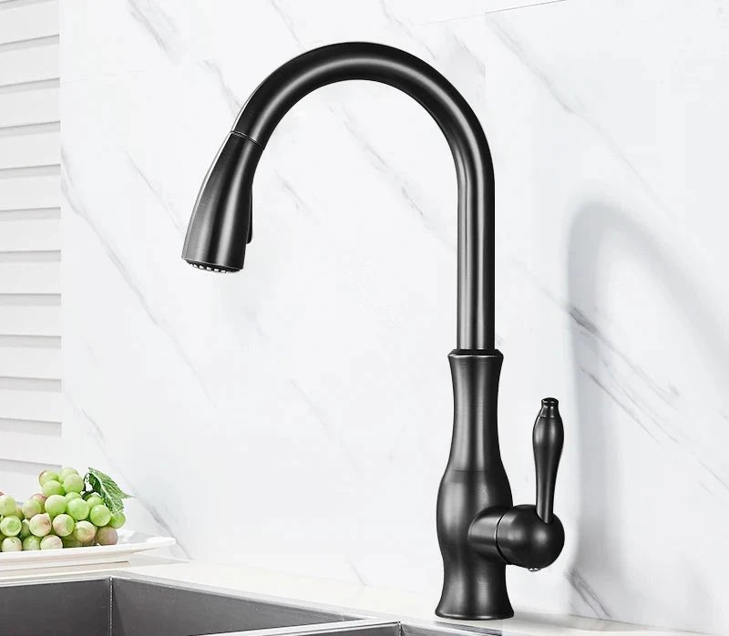 Quantum Swivel Spout Kitchen Faucet In Chrome - Pull Down Sprayer - 5 Years Warranty - Bathroom FaucetBathroomLux