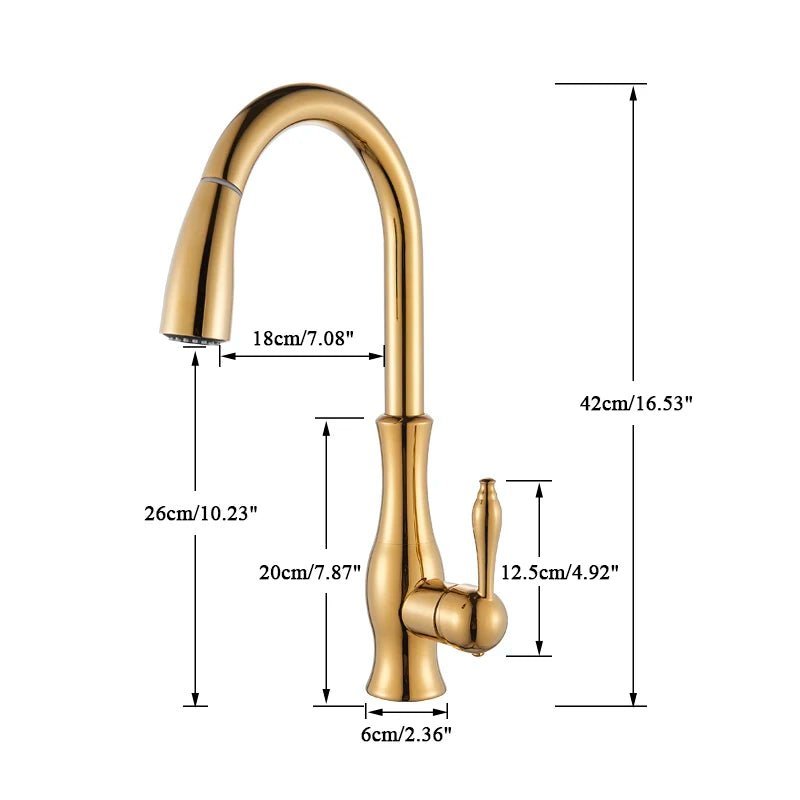 Quantum Swivel Spout Kitchen Faucet In Chrome - Pull Down Sprayer - 5 Years Warranty - Bathroom FaucetBathroomLux