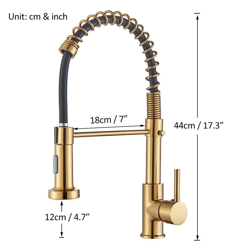 Quelluxe kitchen faucet a sleek single - handle design with a 360 - degree rotation feature - BathroomLux