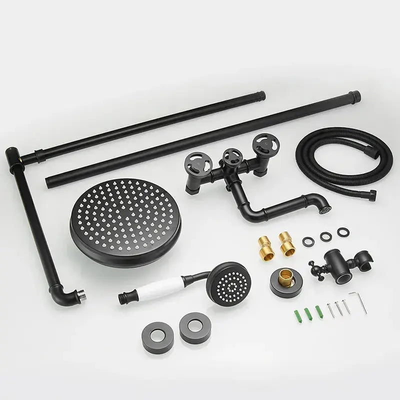black matt rain shower system wall mounted
