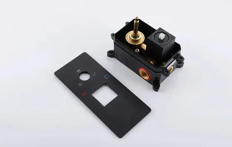 Rainfall Shower Mixer Combo – Matte Black & Rose Gold Finish - Concealed Dual Handles Rainfall Shower Head Combo SetBathroomLux