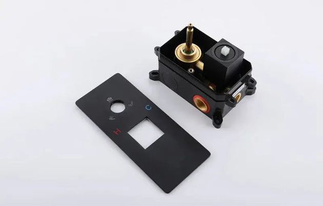 Rainfall Shower Mixer Combo – Matte Black & Rose Gold Finish - Concealed Dual Handles Rainfall Shower Head Combo SetBathroomLux