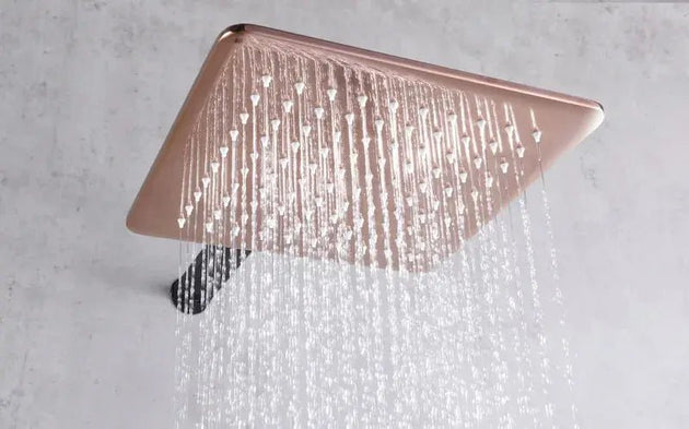 Rainfall Shower Mixer Combo – Matte Black & Rose Gold Finish - Concealed Dual Handles Rainfall Shower Head Combo SetBathroomLux