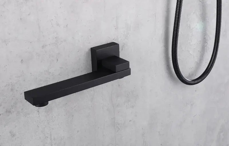 Rainfall Shower Mixer Combo – Matte Black & Rose Gold Finish - Concealed Dual Handles Rainfall Shower Head Combo SetBathroomLux