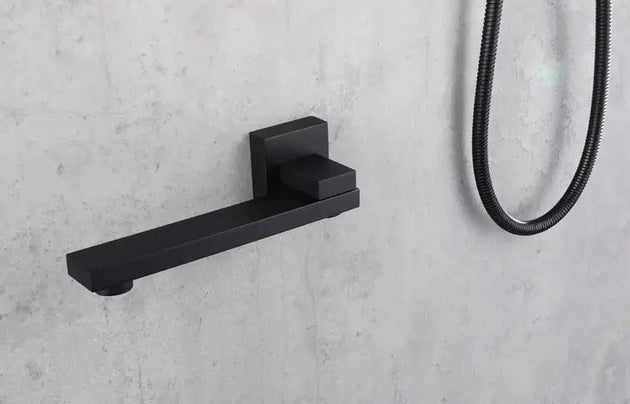 Rainfall Shower Mixer Combo – Matte Black & Rose Gold Finish - Concealed Dual Handles Rainfall Shower Head Combo SetBathroomLux