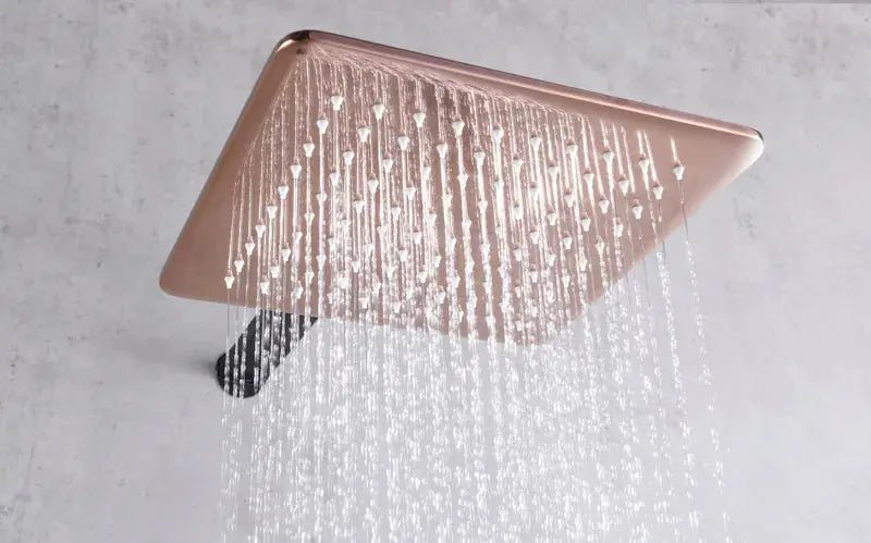 Rainfall Shower Mixer Combo – Matte Black & Rose Gold Finish - Concealed Dual Handles Rainfall Shower Head Combo SetBathroomLux