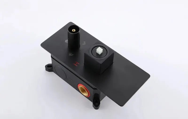 Rainfall Shower Mixer Combo – Matte Black & Rose Gold Finish - Concealed Dual Handles Rainfall Shower Head Combo SetBathroomLux