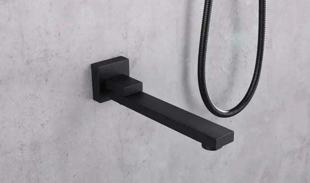 Rainfall Shower Mixer Combo – Matte Black & Rose Gold Finish - Concealed Dual Handles Rainfall Shower Head Combo SetBathroomLux