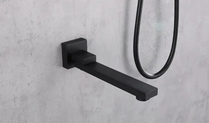 Rainfall Shower Mixer Combo – Matte Black & Rose Gold Finish - Concealed Dual Handles Rainfall Shower Head Combo SetBathroomLux