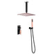 Rainfall Shower Mixer Combo – Matte Black & Rose Gold Finish - Concealed Dual Handles Rainfall Shower Head Combo SetBathroomLux
