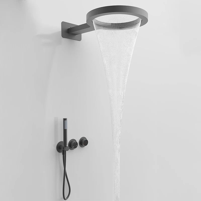 Rainfall Shower System Wall Mounted - 5 Years Warranty | Black - conceal showerBathroomLux