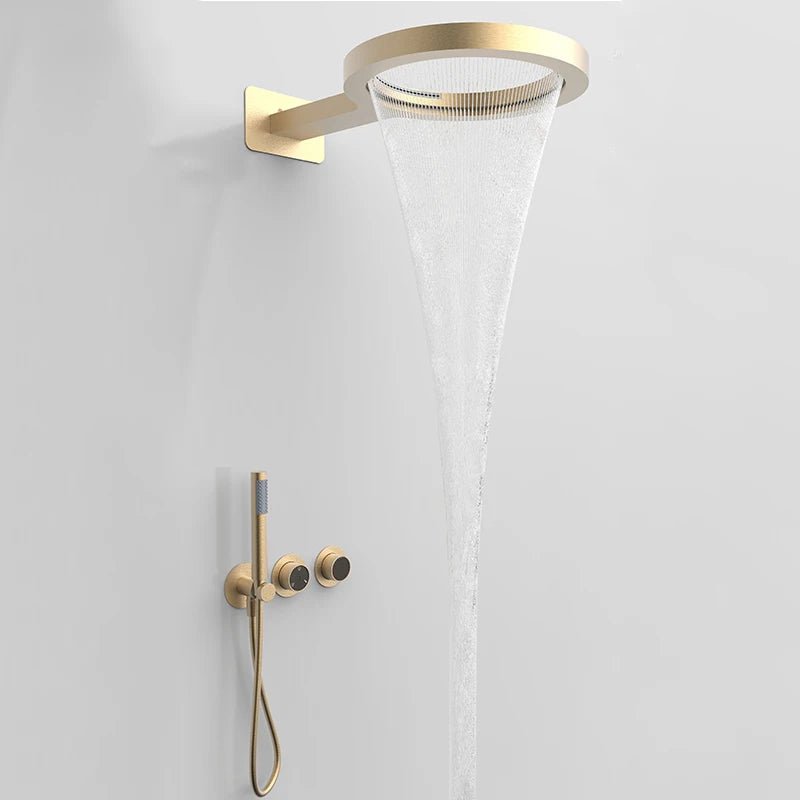 Rainfall Shower System Wall Mounted - 5 Years Warranty | Gold - conceal showerBathroomLux