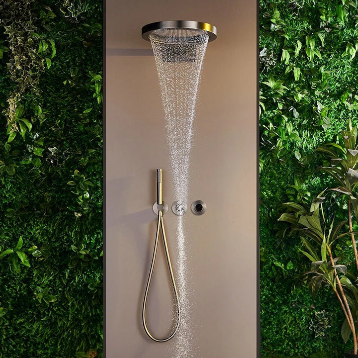 Rainfall Shower System Wall Mounted - 5 Years Warranty | Gold - conceal showerBathroomLux