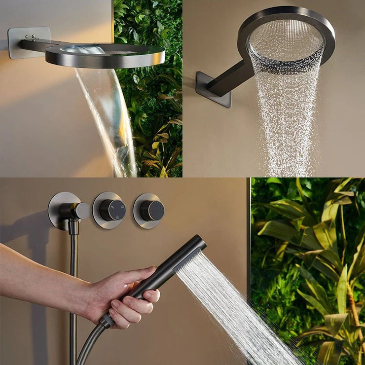 Rainfall Shower System Wall Mounted - 5 Years Warranty | Gold - conceal showerBathroomLux