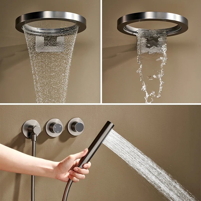 Rainfall Shower System Wall Mounted - 5 Years Warranty | Gold - conceal showerBathroomLux