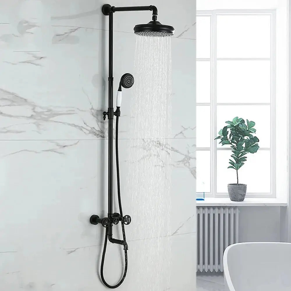 Rainfall Shower System with Handheld – Wall-Mounted Solid Brass